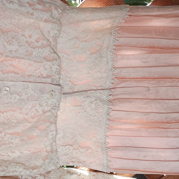 Vintage Jessica McClintock White Lace Top & Pink Silk Drop Waist Dress, Size 10 - Picture 5 of 8